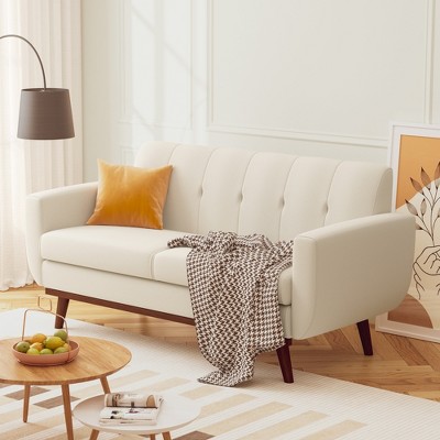 Dyonery 65.4" Loveseat Sofa, Mid Century Modern Decor Love Seat Couches for Living Room, Button Tufted Upholstered Small Couch
