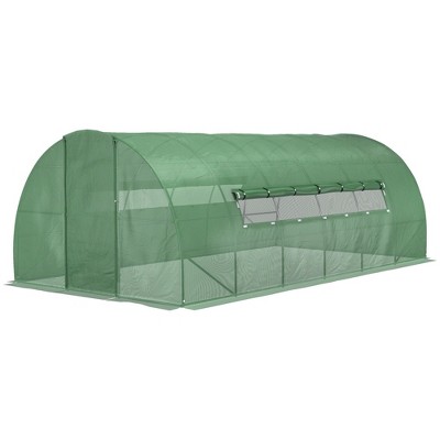 Large Green Walk-In Tunnel Greenhouse with Galvanized Steel Frame