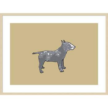 41" x 31" Bull Terrier Dog by Sarah Thompsonengels Wood Framed Wall Art Print - Amanti Art