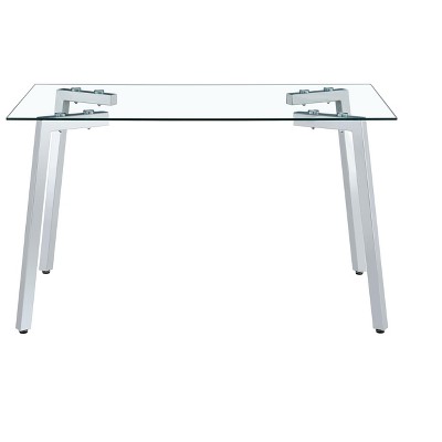 NicBex Dining Table Kitchen Table Rectangle Glass Dining Table for Living Room, Dining Room, Silver