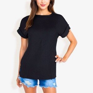 Anna-Kaci Women's Striped Knit Top with Crew Neck and Short Sleeves, Casual Loose Fit Comfortable Blouse - 1 of 4
