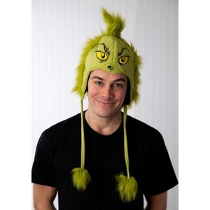 HalloweenCostumes.com One Size Fits Most   Dr. Seuss The Grinch Plush Costume Hoodie Hat for Adults and Teens, Green - 1 of 4