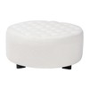 Baxton Studio Athena Modern and Contemporary Ivory Boucle Upholstered and Black Finished Wood Round Ottoman - 2 of 4