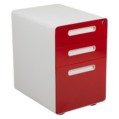 Emma And Oliver Ergonomic 3-drawer Mobile Locking Filing Cabinet ...