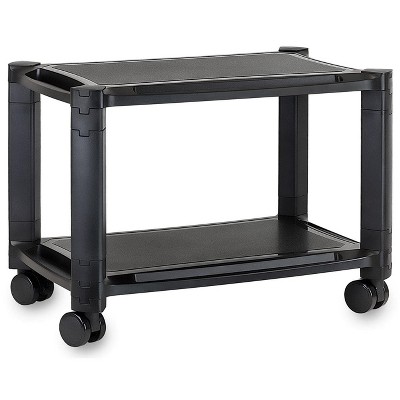 Black Adjustable Rolling Printer Stand with Storage Tray