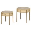 VYNXARIA 2 Piece Wicker Patio Table Set, PE Rattan End Table Set, Outdoor Round Coffee Table Set, Multi-Functional, Slatted Metal Top, Brown - 3 of 4