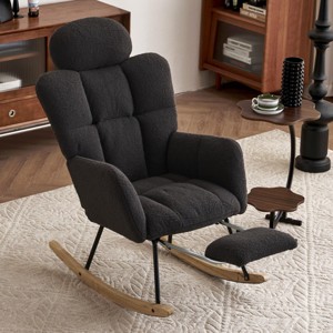 Accent Chairs Living Room,Accent Chairs With Arms,High Backrest And Pillows,Rocking Chair For Nursery,Rocking Chair Glider-Maison Boucle‎ - 1 of 4