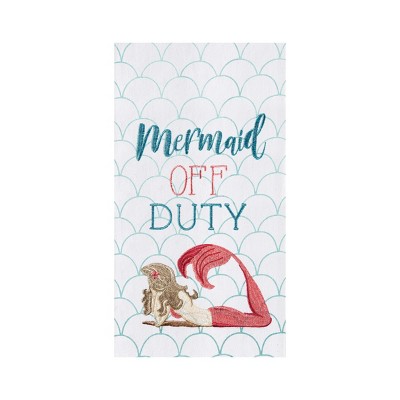 C&F Home Mermaid Off Duty Flour Sack Embroidered Cotton Printed Flour Sack Kitchen Towel Dishtowel