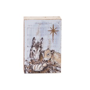 Transpac Hand Painted MDF Manger with Animals Freestanding Tabletop Sign Multicolor Christmas Decoration Indoor Gift - 1 of 1