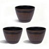 VECELO Planters Set, Plastic Pot with Perforated Tray, Decorative Foliage Plants, Vintage Planters 3-Piece Set, Artificial Wood Planters - 4 of 4
