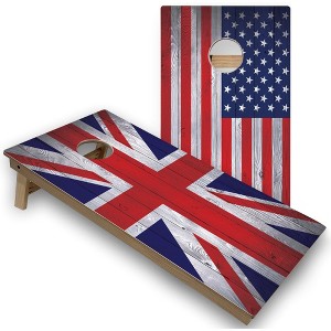 Skip's Garage UK & USA Flag Cornhole Board Set, Includes 2 Boards, 8 Bags - 1 of 4
