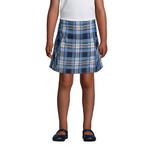 Lands' End School Uniform Kids Side Pleat Plaid Skort Above Knee - 1 of 3