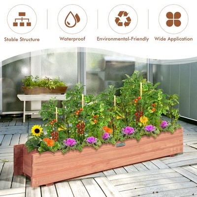 36 Inch Brown Wooden Rectangular Flower Planter Box