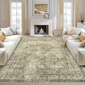 Washable Area Rugs, Non Slip Non Shedding Distressed Print Carpet, Stain Resistant Soft Floor Cover for Living Room Bedroom Dining Room Office Nursery - 1 of 4