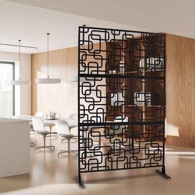 Vynxaria 76" Metal Privacy Screen - Freestanding Decorative Divider for Indoor & Outdoor Use