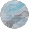 HomeRoots 8' Teal Blue And Gray Round Abstract Washable Indoor Outdoor Area Rug - 4 of 4
