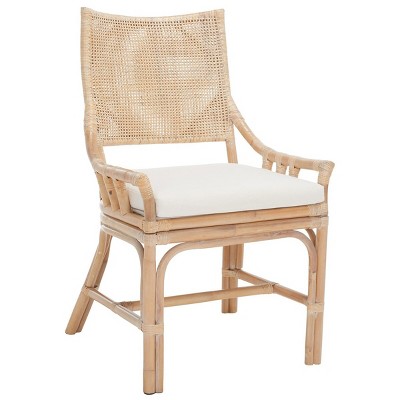 Donatella Transitional Natural White Wash Rattan Armchair with Cushion