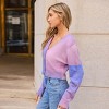 Women's Ombre Purple&Pink Cropped V-Neck Knit Cardigan - Cupshe - 2 of 4