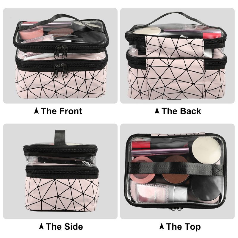 Unique Bargains Double Layer Makeup Bag Cosmetic Travel Bag Case Organizer Bag Clear Bags for Women 1 Pcs, 4 of 7