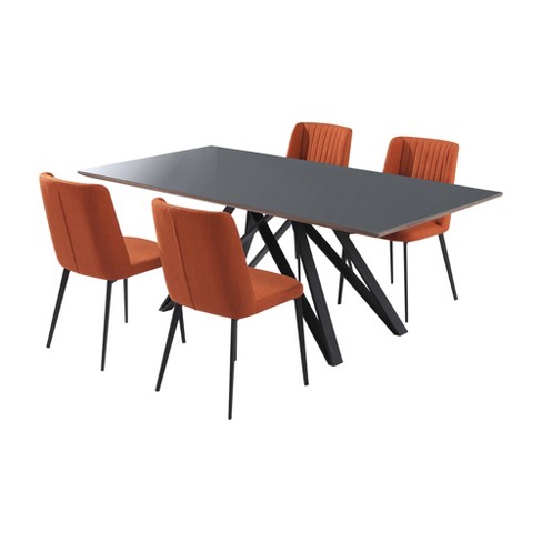 5pc Homer Contemporary Metal Dining Set Matte Black Orange Modern Home Target