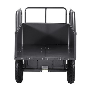 VEVOR Garden Utility Trailer, 17 Cu. Ft & 600lbs Capacity, ATV UTV Hauling Trailer, Tow Behind Steel Dump Cart with 16" Tires, Black - 1 of 4