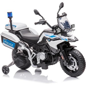 12V Kids Ride On Police Motorcycle, Licensed BMW Police Motorbike with High/Low Variable Speed,Built-In Music,USB,Warning, Lights, Spring Suspension - 1 of 4