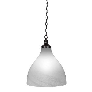 Toltec Lighting Juno 1 - Light Pendant in  Matte Black with 16" White Marble Shade - 1 of 1