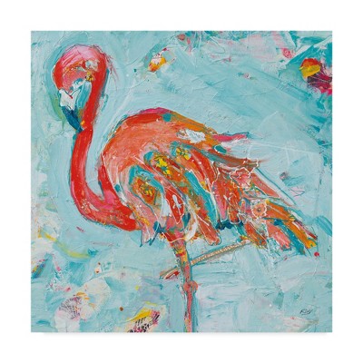 Kellie Day Colorful Flamingo Canvas Art, 18x18 Inch