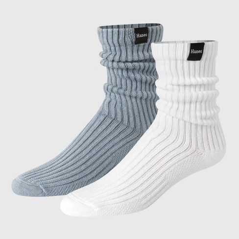 Hanes Originals Premium Men's Supersoft Slouch Crew Socks 2pk - White ...