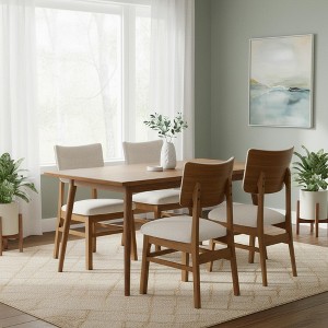 Homy Casa Upholstered Dining Chairs Set of 4, Wood Base, Modern Kitchen & Dining - 1 of 4
