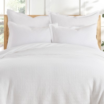 Bright White Cotton Waffle Weave Euro Sham Set