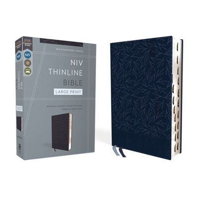 Niv, Thinline Bible, Large Print, Leathersoft, Navy, Red Letter, Thumb Indexed, Comfort Print - by  Zondervan (Leather Bound)