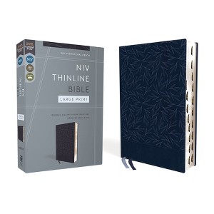 Niv, Thinline Bible, Large Print, Leathersoft, Navy, Red Letter, Thumb Indexed, Comfort Print - by  Zondervan (Leather Bound) - 1 of 1