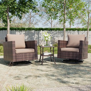 Sonkuki 3-Piece Patio Chair Set Swivel Rocking Chair Set Side Table Suiting Backyard, Poolside and Patio - 1 of 4