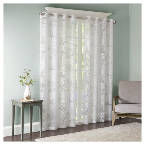 Maui Palm Leaf Burnout Window Sheer White : Target