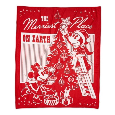 Disney Mickey Mouse and Minnie Holiday Throw Blanket