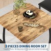 3-Piece Dining Table Set for 2,Small Kitchen Table and 2 Upholstered Chairs with Metal Frame and Wood Grain Tabletop - 3 of 4