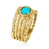 Ross-Simons Turquoise and 0.30 ct. t.w. White Topaz Ring in 18kt Gold Over Sterling - 3 of 4