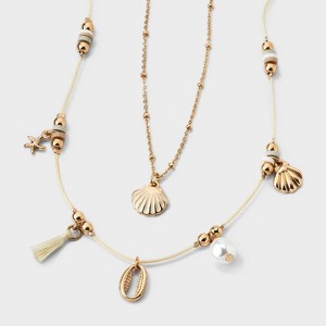 Multi-Row Charmed Cord Necklace - Universal Thread™ Gold : Target
