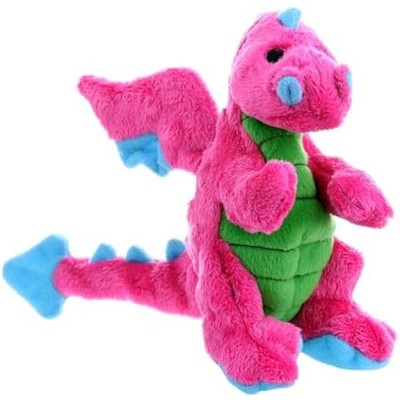 goDog Bubble Plush Dragons Squeaky Dog Toy, Chew Guard Technology - Pink, Small