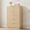 5 Drawer Rattan Dresser for Bedroom, Integrated Cabinet Body & Legs Design, Wooden Chest of Drawers for Hallways, Entryways and Closet, Easy Assembly - 4 of 4