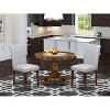 3-Piece Acacia Walnut Finish Solid Wood Top - Round Upholstered Dining Room Set (Seats-4) - 2 of 4