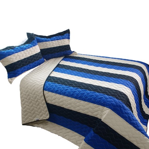 Slickblue Handmade Vermicelli-Quilted Patchwork Quilt Set, Includes Standard Shams, Full/Queen Bedding