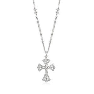 Ross-Simons 0.25 ct. t.w. Diamond Cross Pendant Necklace in Sterling Silver - 1 of 4