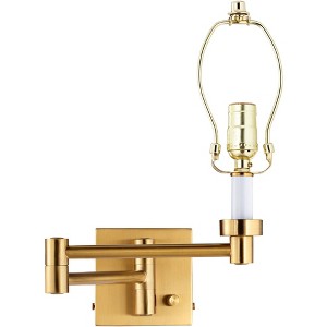 Barnes and Ivy Alta Vintage Swing Arm Wall Lamp Warm Antique Brass Gold Plug-in Light Fixture for Bedroom Bedside Living Family Room Reading House - 1 of 4