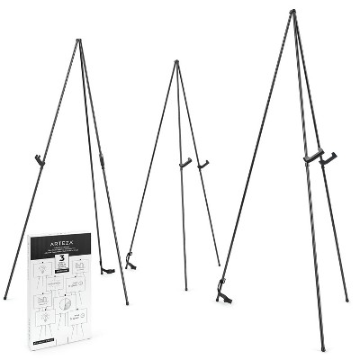 Arteza 63" Black Steel Display Easel for Presentations, Collapsible, Portable & Adjustable - 3 Pack