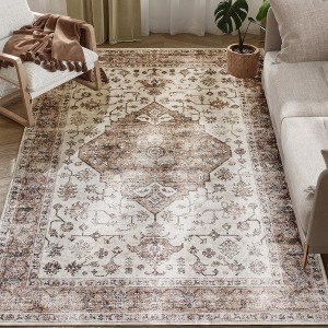HOMCOM Area Rug, Boho Machine Washable Rug, Non-Slip Low Pile Carpet for Living Room, Bedroom, Dining Room, Home Office - 1 of 4