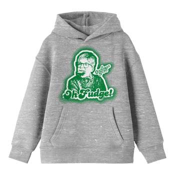 Bioworld A Christmas Story "Oh Fudge" Ralphie with Soap in Mouth Youth Heather Gray Graphic Hoodie