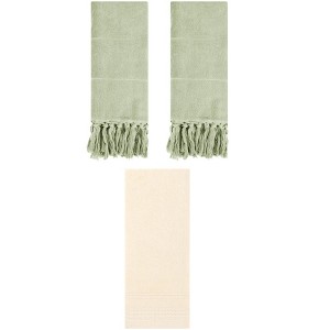 REGALWOVEN 3 Packs Striped and Tassels Hand Towels for Bathroom 14" x 30" - 1 of 4