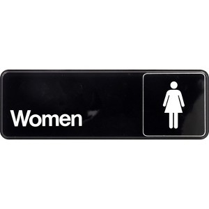 Hillman English Black Women Restroom Sign 3 in. H X 9 in. W - Case of 6 - 1 of 1